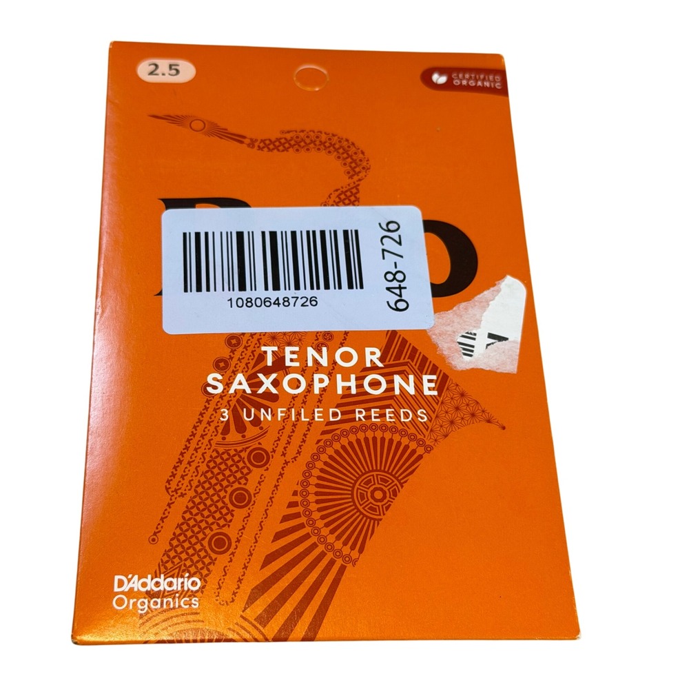 D'Addario Organics Rico Tenor Saxophone Reeds Strength 2.5 Unfiled 3-Pack